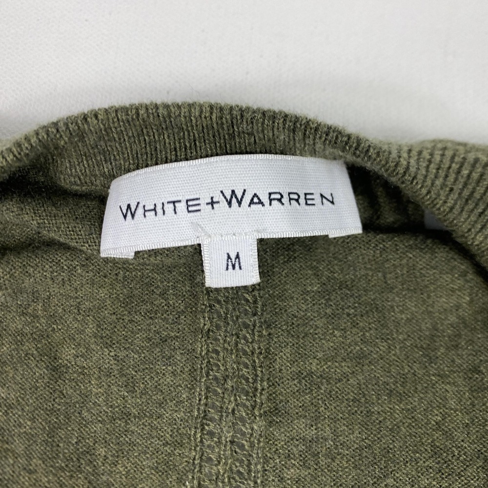 White + Warren Sweater Womens Medium Green‎ Cotton Silk Blend Crewneck Pullover - Picture 3 of 9